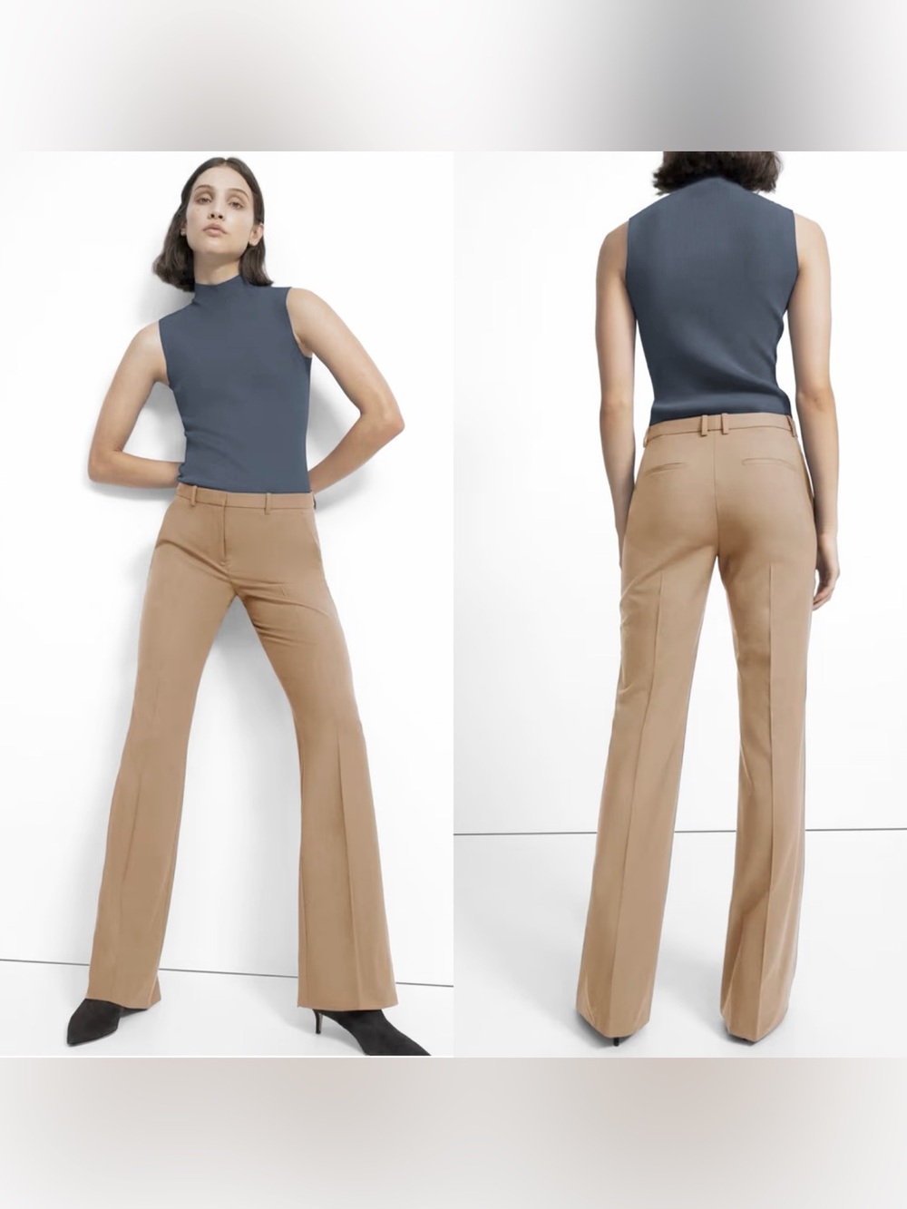Theory Good Collection Women’s Demetria 4 Flare Pants Sz 10 Palomina Wool $395